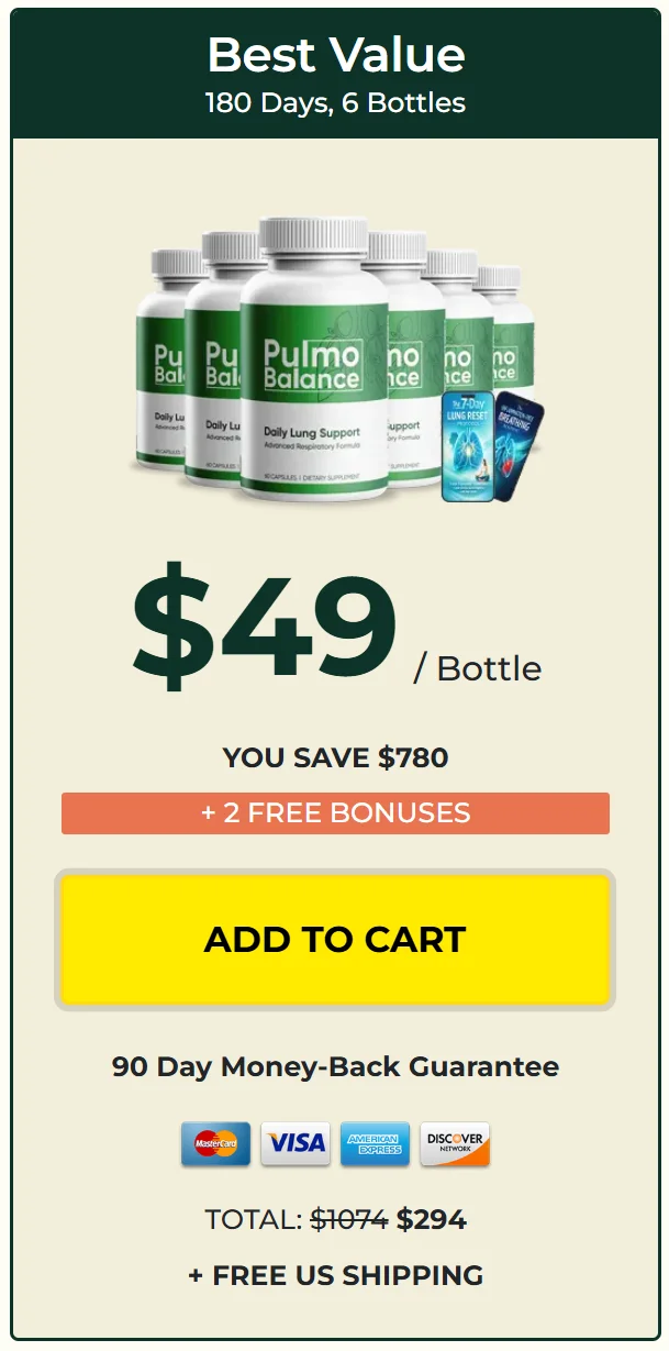 Pulmo Balance price- 6 bottles